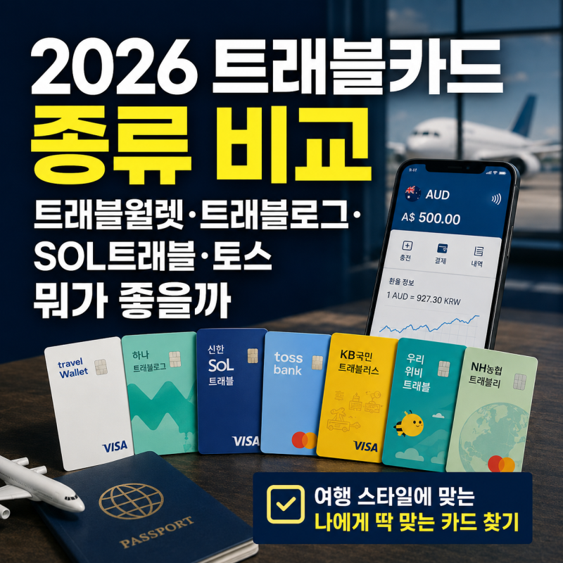 2026 트래블카드 종류 비교｜트래블월렛·트래블로그·SOL트래블·토스 뭐가 좋을까?
