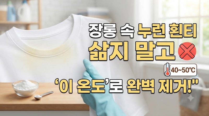 장롱 속 흰티 목때 제거, 과탄산소다로 삶지 말고 '이 온도'로 지우세요 (실패 후기)