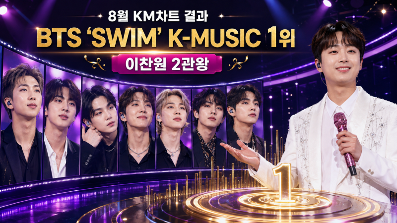 BTS ‘SWIM’ 1위·이찬원 2관왕, KM차트 8월 순위 정리