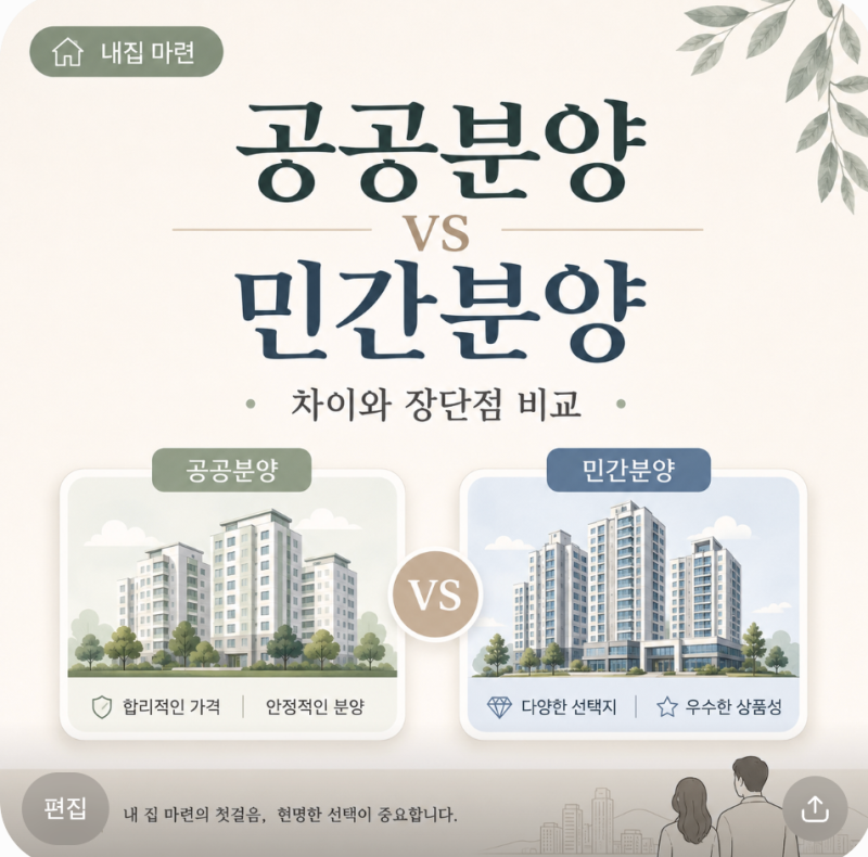 [내집 공부] 공공분양 vs 민간분양, 뭐가 다를까?