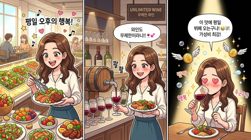 빕스 평일 런치 3만원대 예약 꿀팁 및 무제한 와인 200% 즐기기