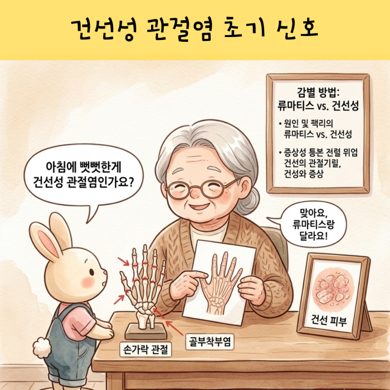 아침마다 손가락 뻣뻣한데 류마티스 음성? 건선성 관절염(PsA) 초기 신호와 골부착부염 감별....