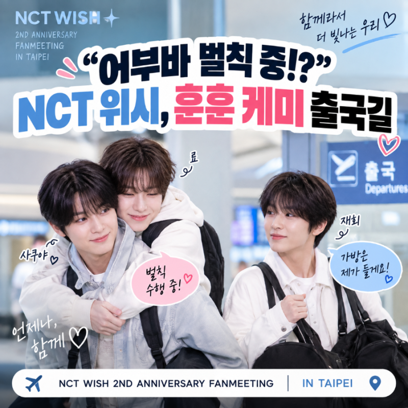 NCT WISH 출국길 무슨 일? 사쿠야가 료 업고 재희는 가방까지 들어준 이유