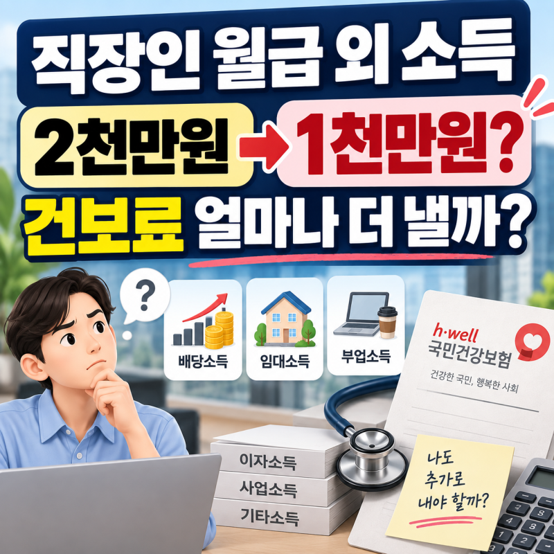 직장인 월급 외 소득 건보료 2천만원→1천만원 검토, 배당·임대·부업 얼마나 더 낼까?