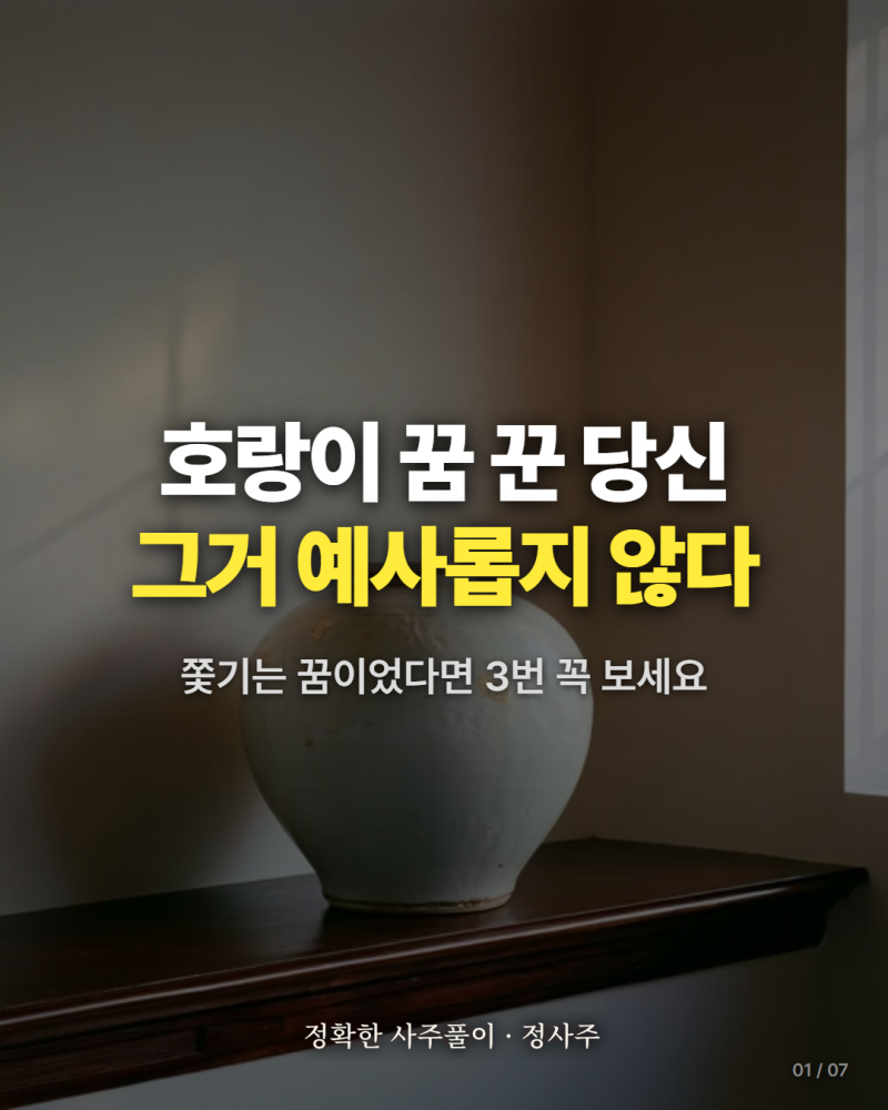 호랑이꿈 해몽, 쫓기는 꿈부터 새끼호랑이꿈까지 정리