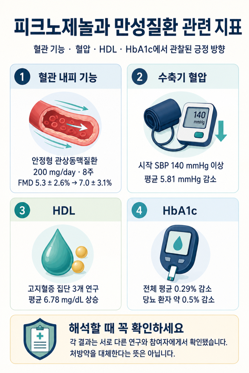 피크노제놀이 당뇨, 고혈압, 고지혈증에 미치는 영향