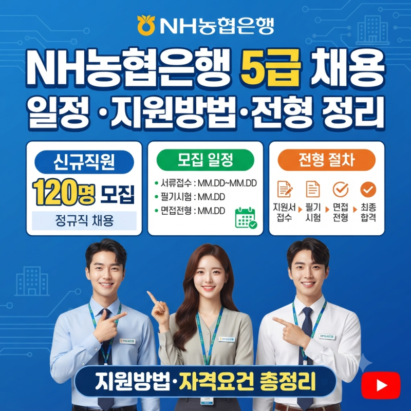 NH농협은행 5급 채용｜신규직원 120명 모집 일정·지원방법·전형 정리
