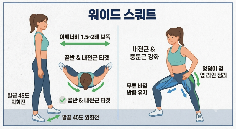 [스쿼트 운동 2편] 허벅지 안쪽 살·엉덩이 자극 2배 올리는 응용 스쿼트 3가지