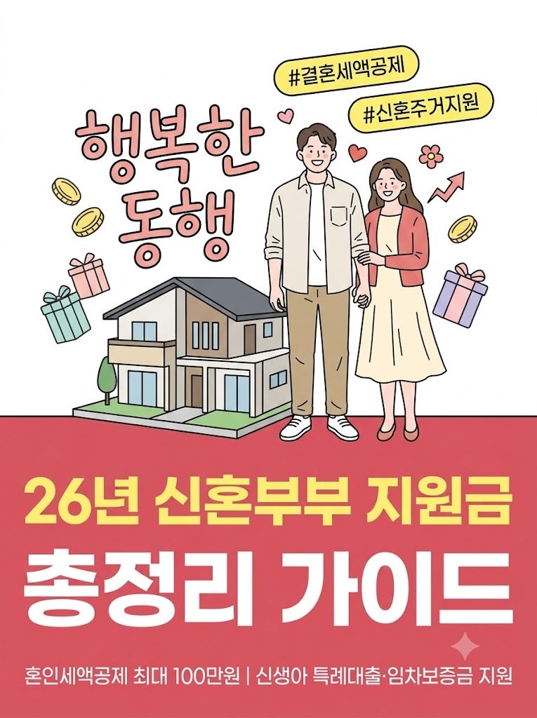2026 신혼부부 지원금 총정리 결혼세액공제부터 전세 매매 주거지원 완벽 가이드