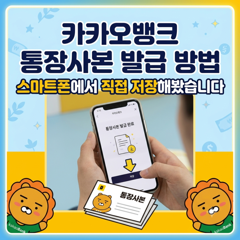 카카오뱅크 통장사본 발급 방법 스마트폰에서 직접 저장해봤습니다