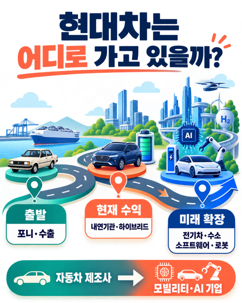 현대차는 자동차만 만드는 회사일까? 포니에서 전기차·로봇·자율주행까지