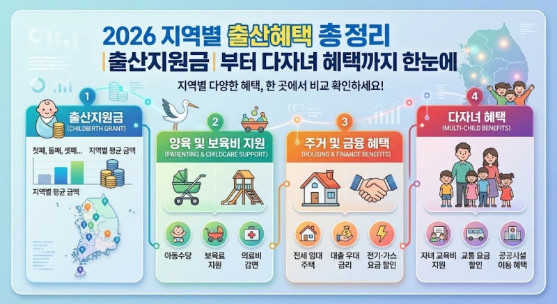 2026 지역별 출산혜택 총정리｜서울·경기·인천·부산 출산지원금 + 다자녀 혜택