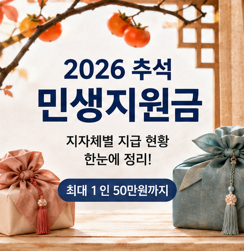 2026 추석 민생지원금 실제 지급 지역 정리｜1인 10만원부터 50만원까지(2026년 9월 4일 기준)