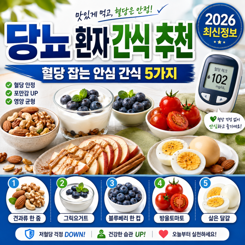 당뇨 환자 간식 추천 2026 혈당 잡는 안심 간식 5가지