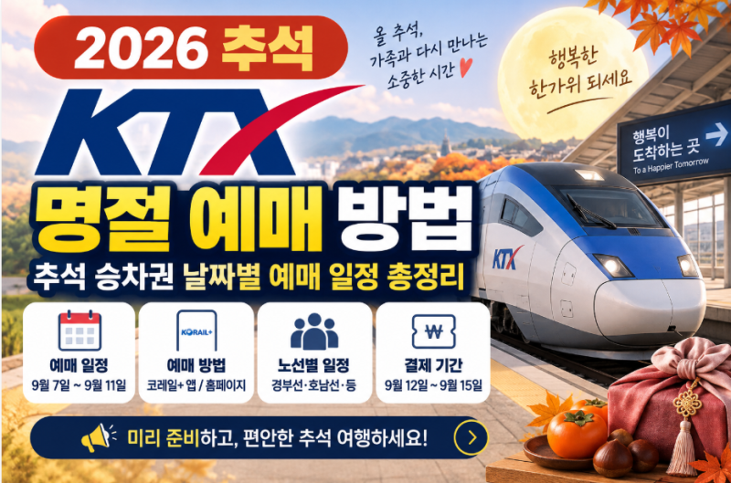 2026 추석 기차표 예매｜KTX 노선별 날짜·시간·결제기간·취소표 잡는 법