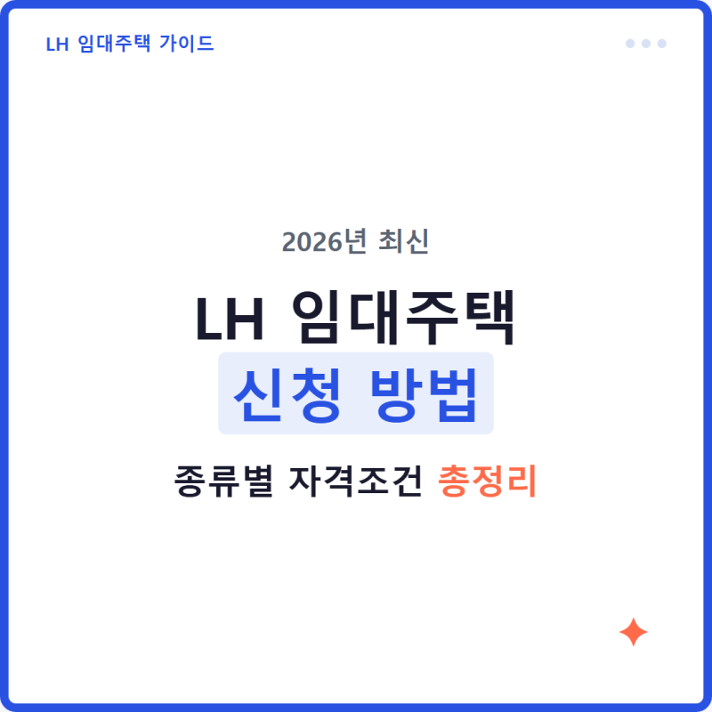 2026년 LH 임대주택 신청 방법 · 종류별 자격조건 총정리