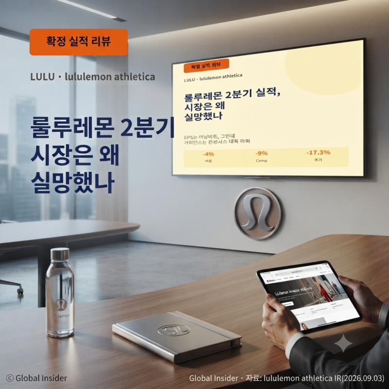 룰루레몬 2026년 7월 말 기준 2분기 실적, EPS 어닝비트에도 주가 폭락한 이유
