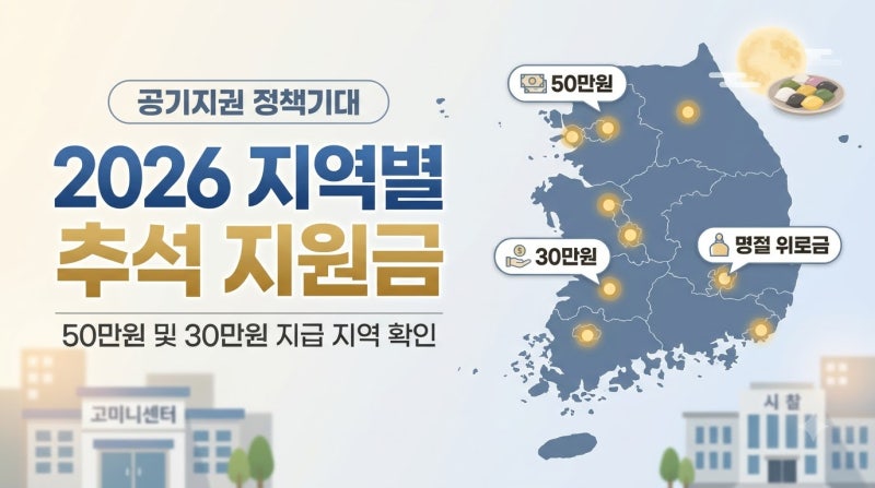 2026 추석 지원금 지역별 총정리｜50만원·30만원 지급지역, 기초수급자 명절위문금