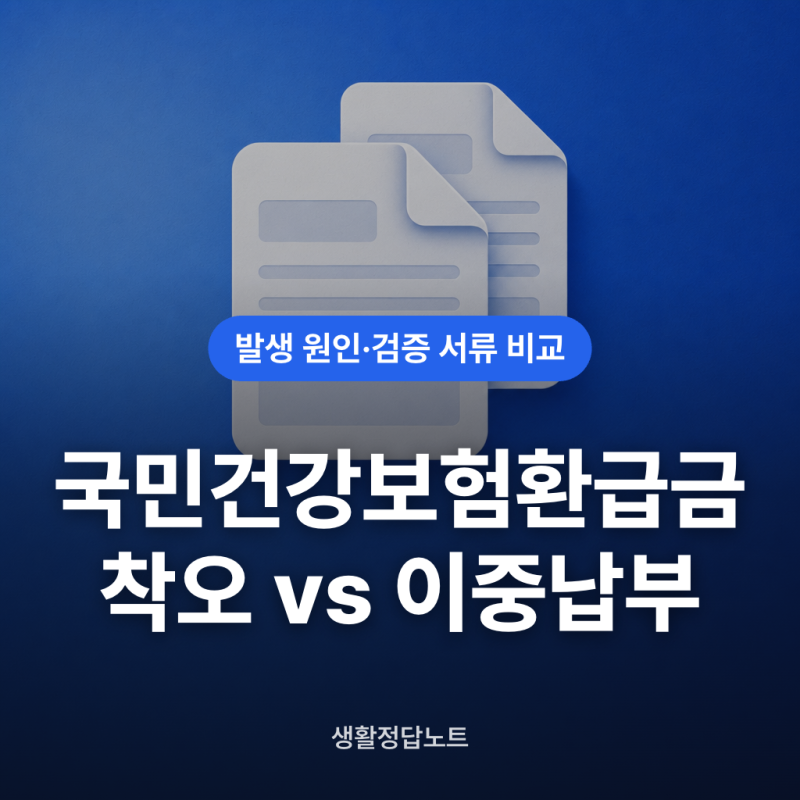 국민건강보험 환급금 착오납부 이중납부차이 비교와 확인 조건