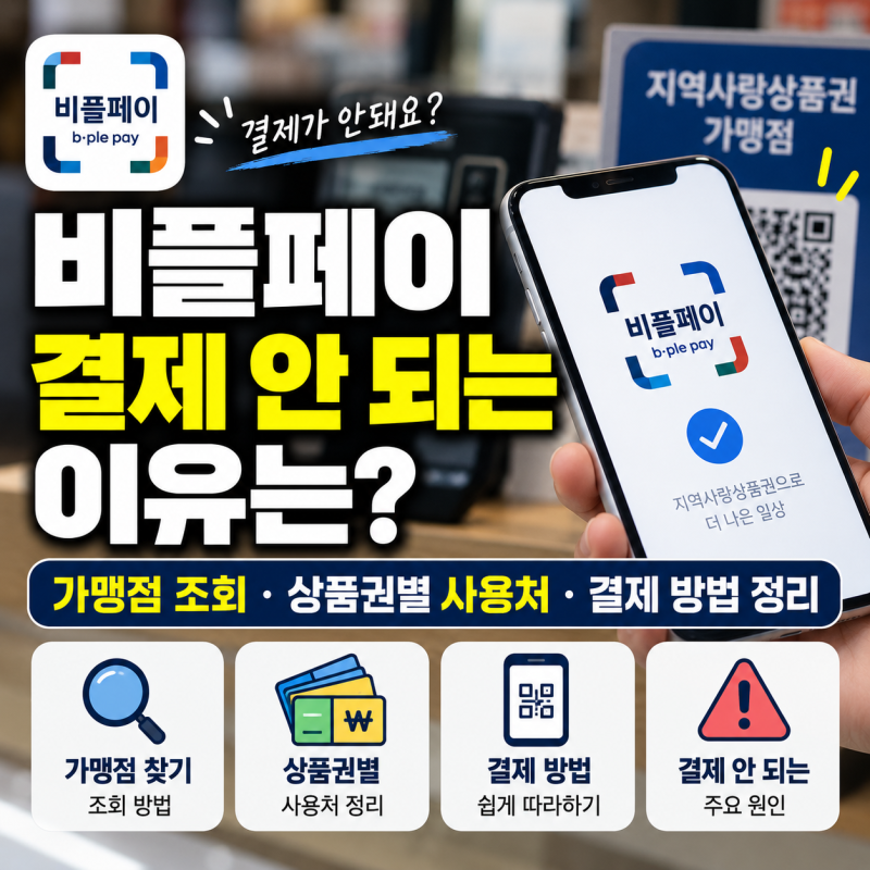 비플페이 결제 안 되는 이유｜가맹점 찾기 조회 방법·상품권별 사용처·결제 정리
