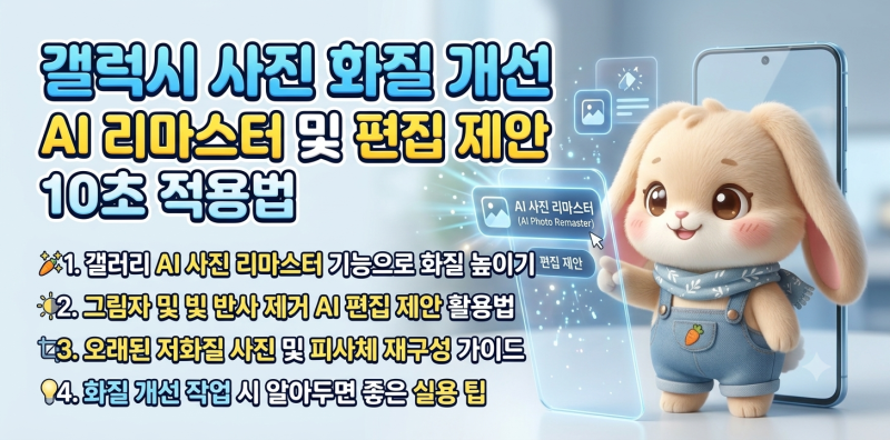 갤럭시 사진 화질 개선 AI 리마스터 및 편집 제안 10초 적용법