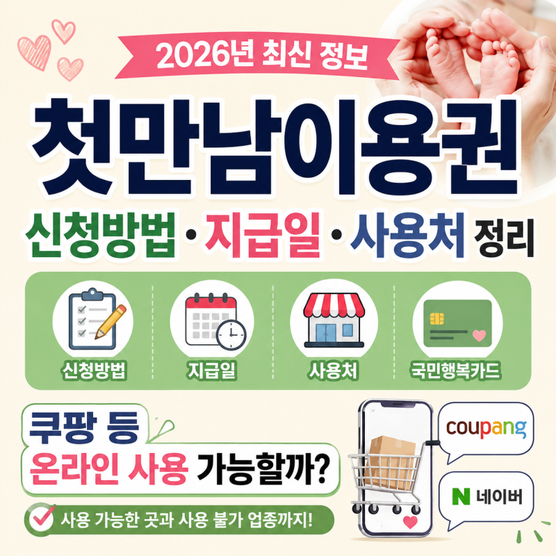 첫만남이용권 사용처 어디까지 될까? 쿠팡 등 온라인 사용, 지급일 정리