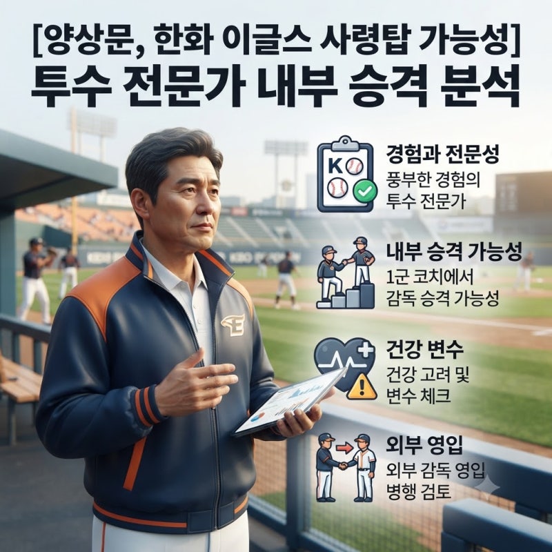 한화 이글스 새 사령탑, 양상문 코치가 김경문 감독 뒤를 이을까? 2026년 교체설 현실성 정리