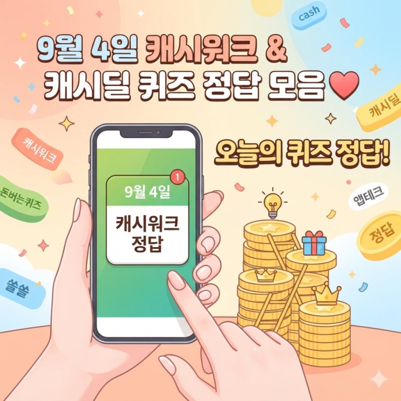 [9월 4일] 캐시워크 돈버는 퀴즈 정답 공유! 캐시딜 퀴즈 정답 모음