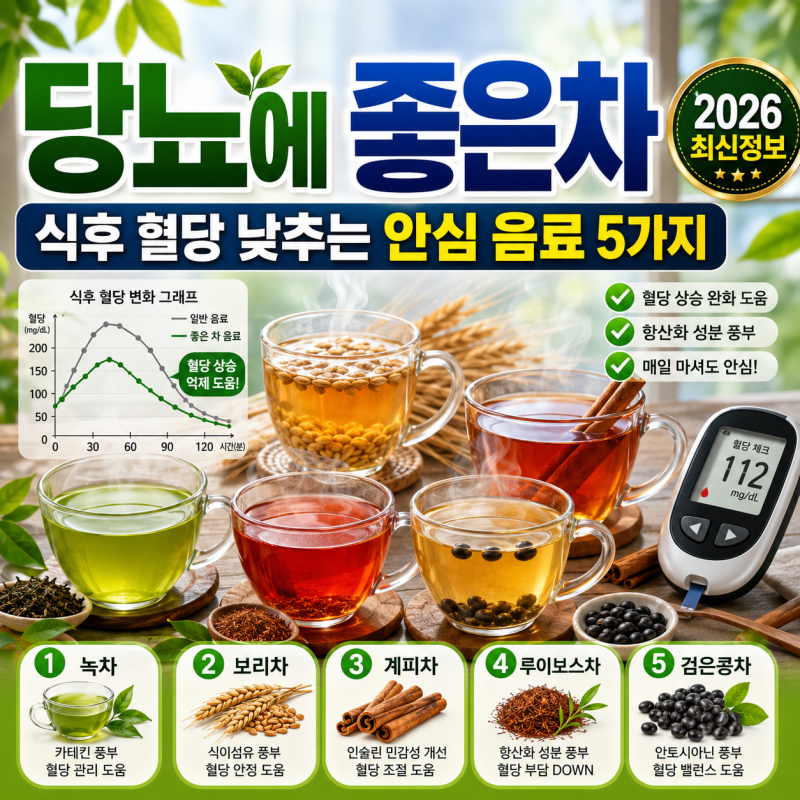 당뇨에 좋은 차 2026 식후 혈당 낮추는 안심 음료 5가지