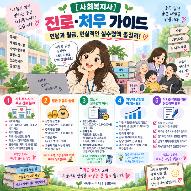 [사회복지사 취업] 진로·처우 가이드 연봉과 월급, 현실적인 실수령액 총정리