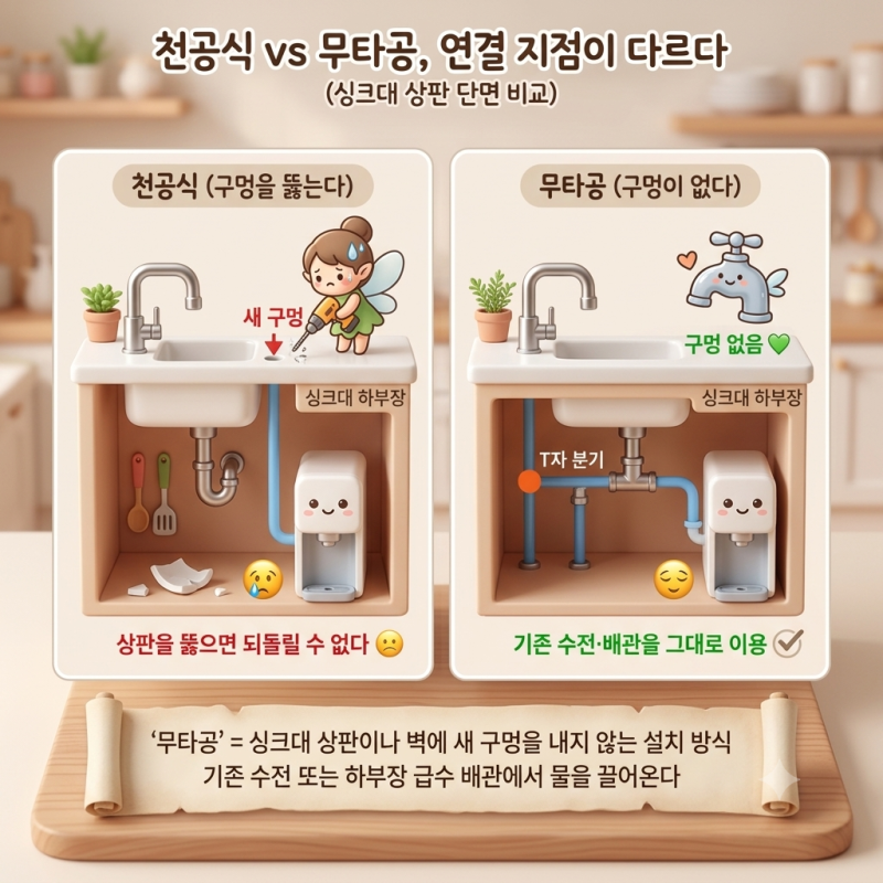 무타공정수기 설치, 수전 형태부터 확인해야 하는 이유