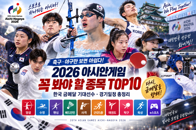 축구·야구만 보면 아쉽다! 2026 아시안게임 꼭 봐야 할 종목 TOP10｜한국 금메달 기대선수·경....