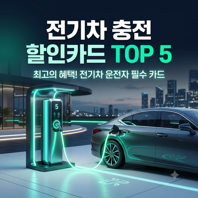 전기차 충전 할인카드 추천 TOP5 "충전비 70% 깎아준다고?" 전월 실적 및 월 할인한도 비교 총정....