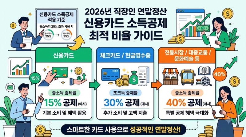 2026 직장인 연말정산 신용카드 소득공제 구간별 최적화 비율
