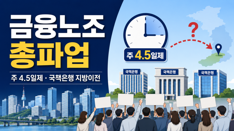 금융노조 총파업 3만명? 주 4.5일제는 ‘반대’가 아니라 요구…국책은행 지방이전 쟁점 총정....