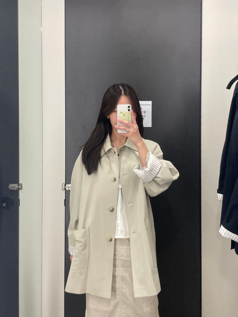 미쏘 MIXXO 가을 신상, 하프트렌치, 블라우스, 스웨이드 자켓 입어보기