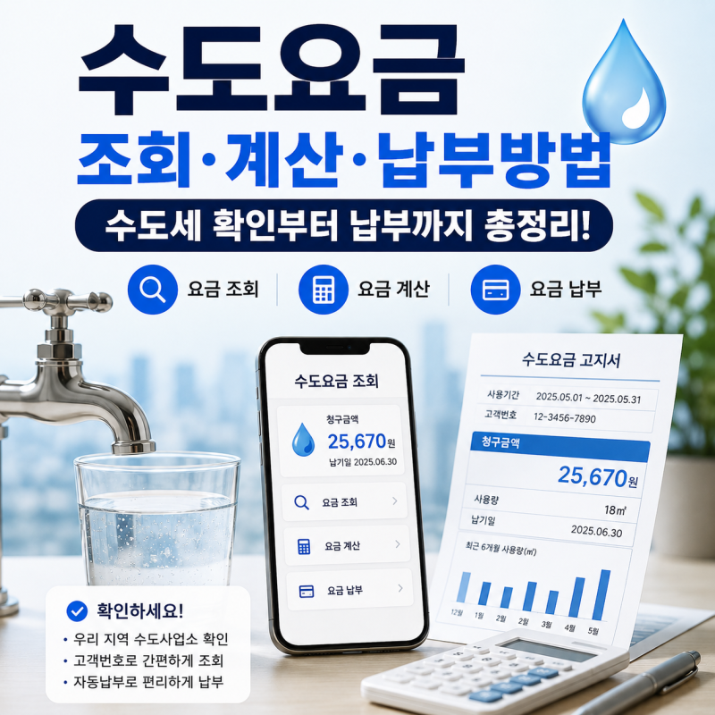 수도요금 조회·계산·납부방법 총정리｜수도세 확인부터 납부까지