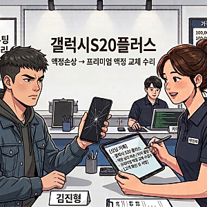 [갤럭시액정수리] 갤럭시 S20 플러스 부분 터치 불량, 프레임 일체형 프리미엄 액정 교체로 완....