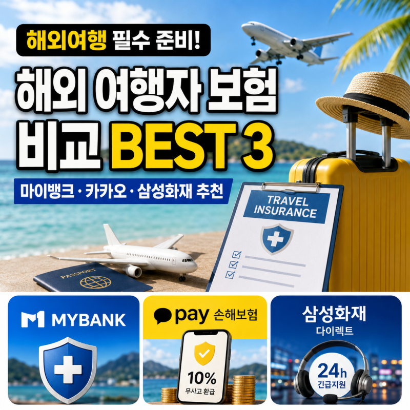 해외 여행자 보험 비교 BEST 3 추천 (마이뱅크·카카오·삼성화재)