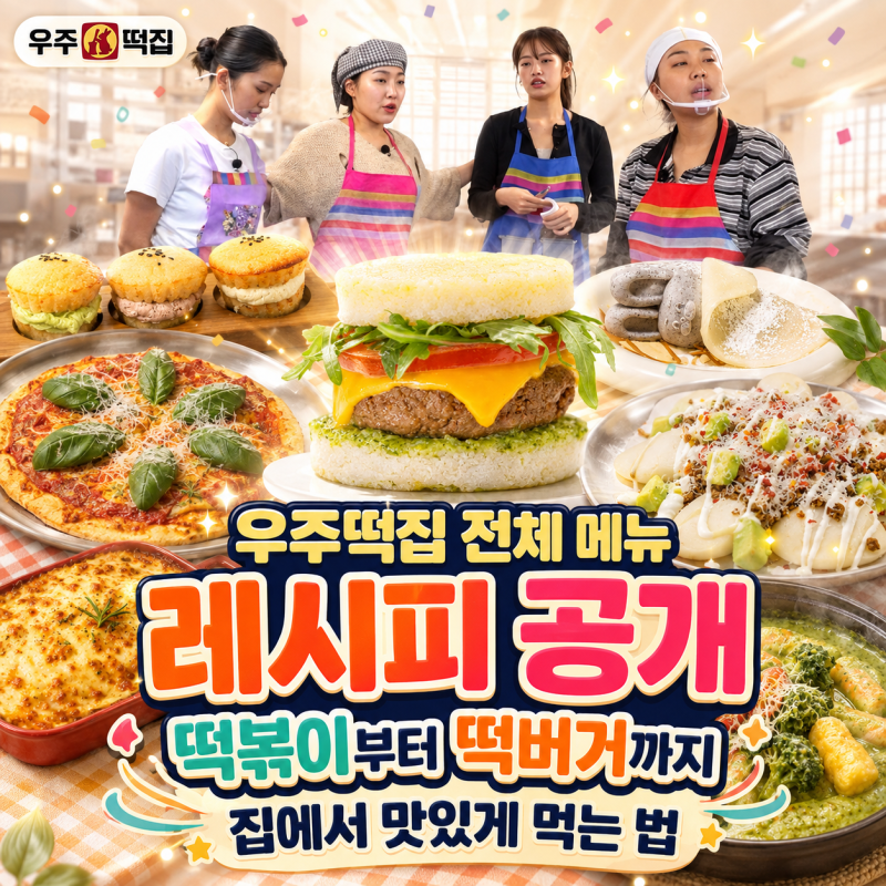 우주떡집 전체 메뉴 레시피 공개, 떡볶이부터 떡버거까지 집에서 맛있게 먹는 법