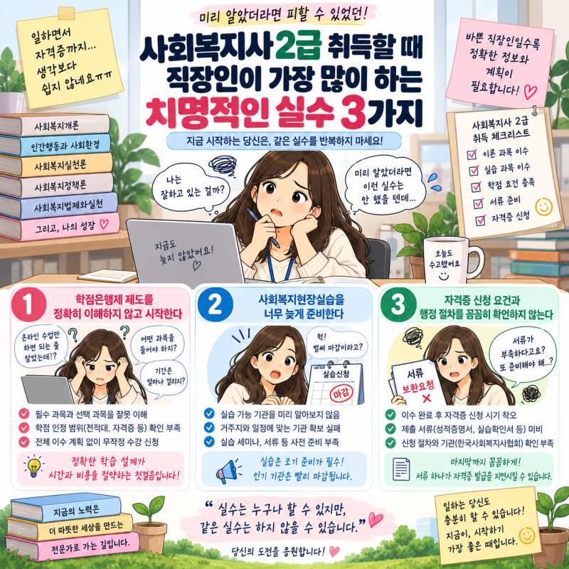 [사회복지사 2급] 취득할 때 직장인이 가장 많이 하는 치명적인 실수 3가지