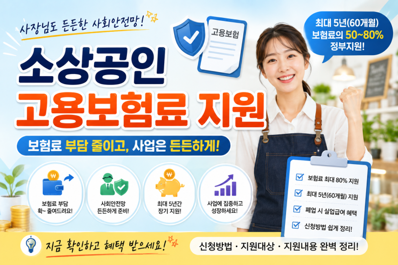 소상공인 고용보험료 지원 2026 보험료 최대 80% 지원 대상·신청방법 총정리