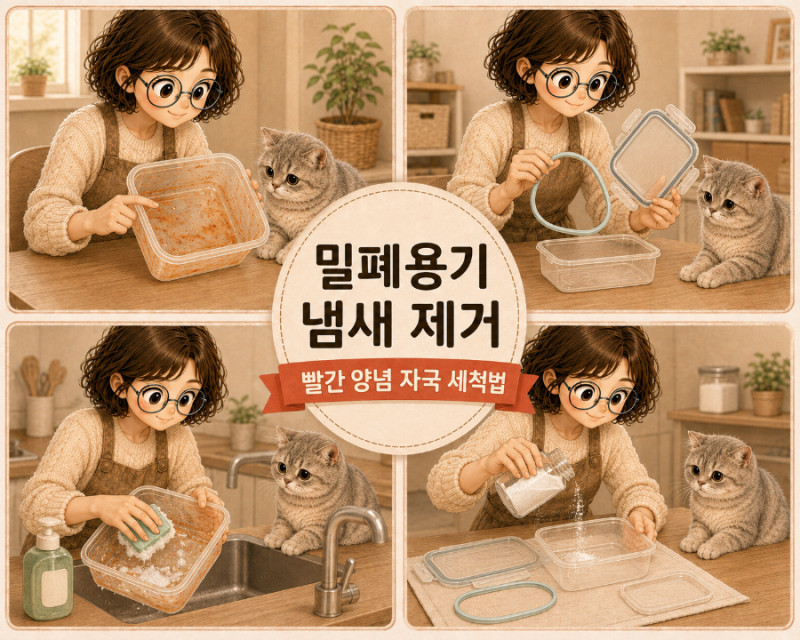 [리빙]밀폐용기 냄새 제거 방법｜김치 냄새와 빨간 양념 자국 세척법