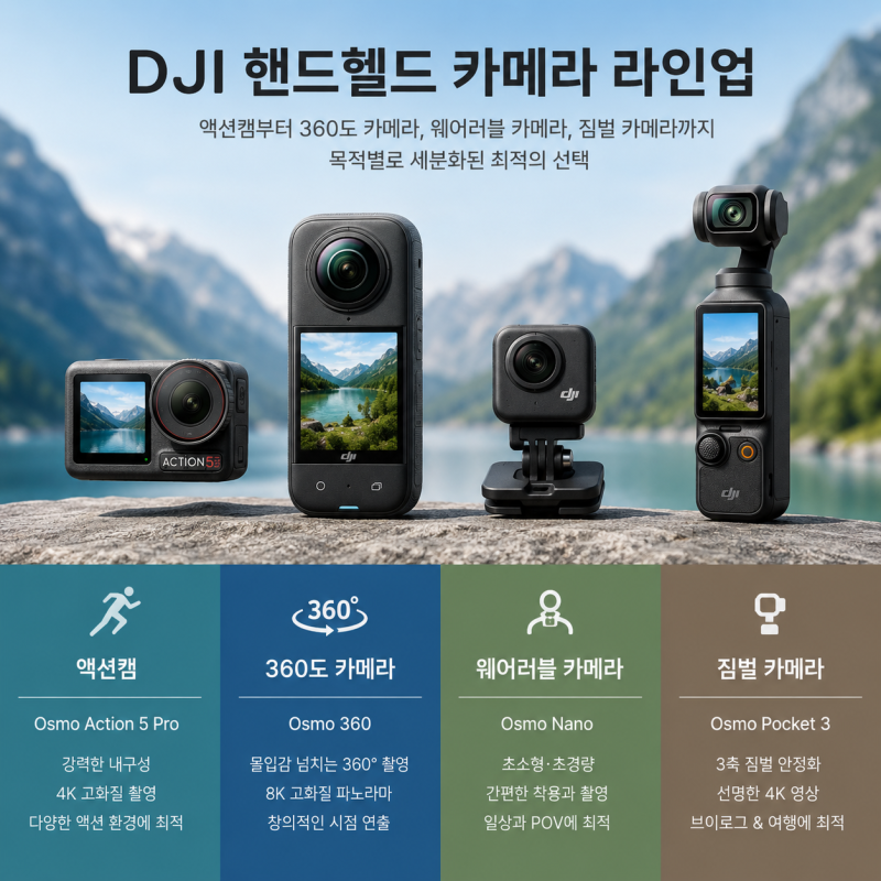 DJI 핸드헬드 카메라 총정리: 오즈모 액션6, 오즈모 360, 오즈모 나노, 오즈모 포켓4 — 나에게 ....