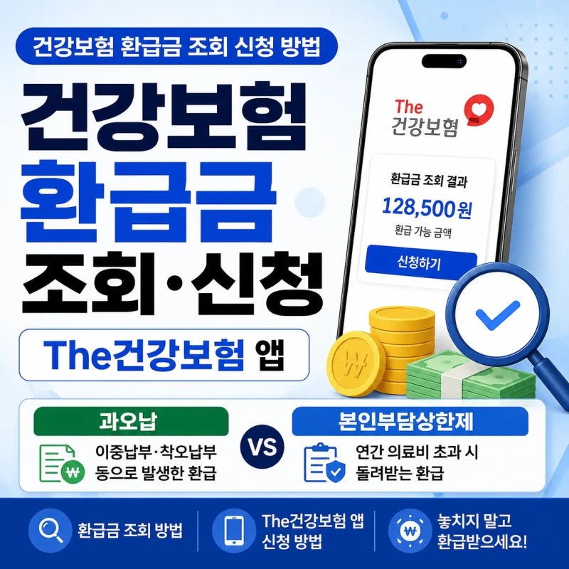 건강보험 환급금 조회 신청 방법｜The건강보험 앱 과오납·본인부담상한제 차이