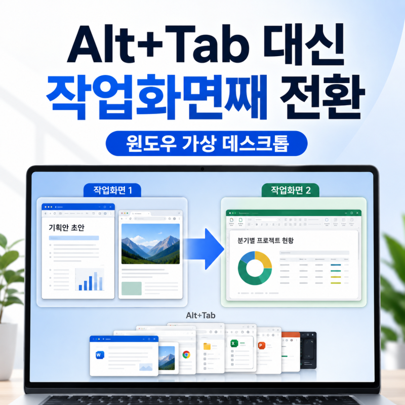 윈도우 가상 데스크톱 쓰는 법 — Alt+Tab 대신 작업화면째 전환해보니 훨씬 편했다