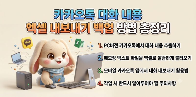 카카오톡 대화 내용 엑셀 내보내기 백업 방법 총정리