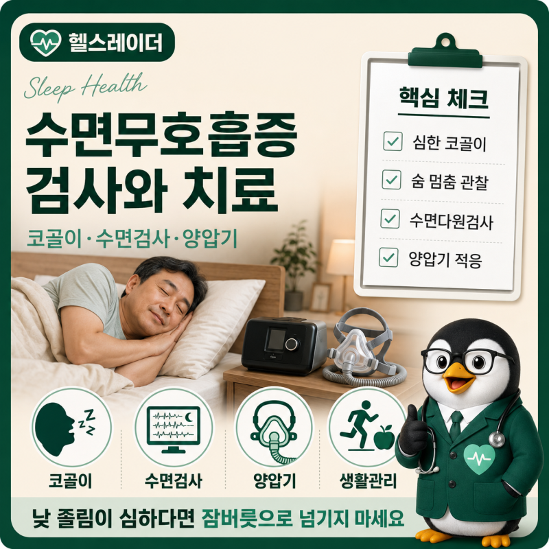 수면무호흡증 증상과 수면다원검사, 양압기 치료·건강보험 확인사항