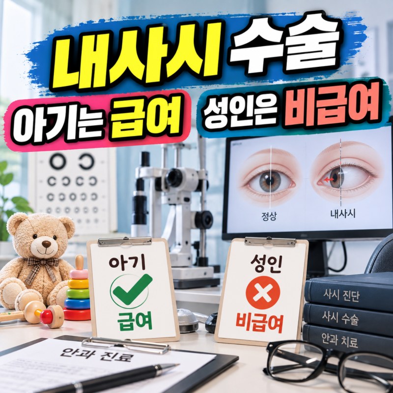 내사시 수술 아기는 급여 성인은 비급여인 이유와 질병수술비 청구 조건