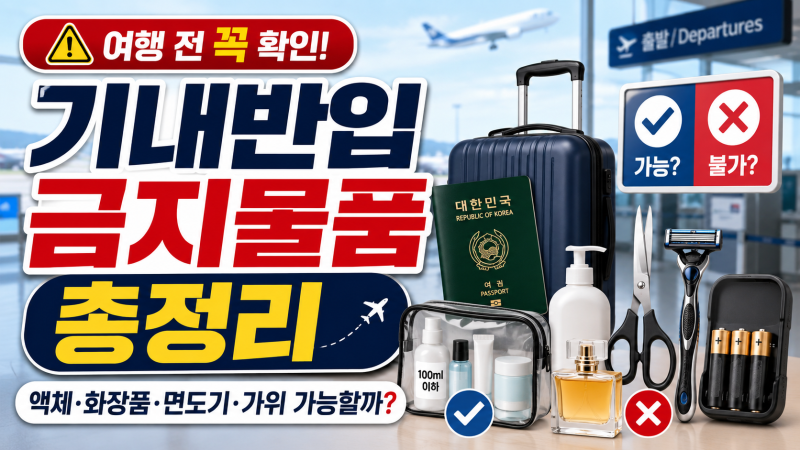 기내반입 금지물품 총정리｜액체·화장품·면도기·가위 비행기 가져가도 될까?